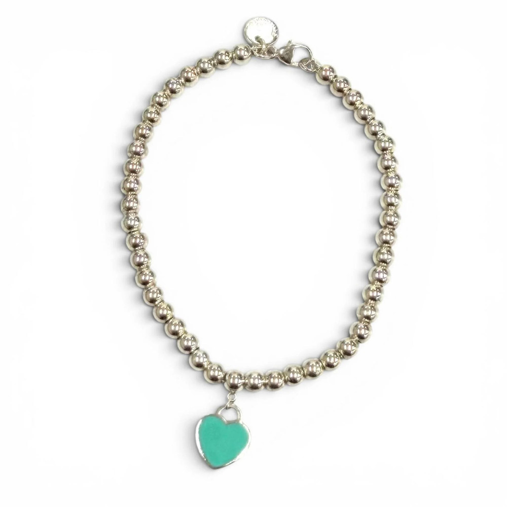 TIFFANY Blue Heart Charm Bracelet - Picture 1 of 8